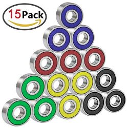 GeMoor 15 Pcs 608 Hybrid Ball Bearing for Hand Spinner Fidget Kit and Skateboard, 22X10X7 MM Ska ...