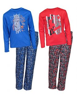 Sleep On It Boy’s 4-Piece Long Sleeve and Pants Pajama Set, Skateboarding, Size 4/5