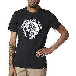 adidas Originals Men’s Skateboarding Death Can Wait Tee, Black/White, XL