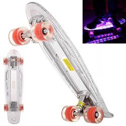 Kaluo Longboard Cruiser Full Light Up Deck Mini Skateboard LED Flash Outdoor For Kids Teens(US S ...