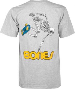 Powell-Peralta Skateboard Skeleton T-Shirt, Gray, Small