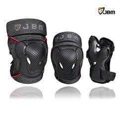 JBM Youth BMX Bike Knee Pads and Elbow Pads with Wrist Guards Protective Gear Set for Biking, Ri ...