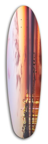 ZtuntZ Skateboards Sidewalk Rider So Cal Sunset Long Skateboard Deck, 9.65 x 37-Inch, Orange/Blue