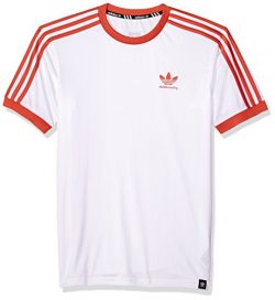 adidas Originals Men’s Skateboarding Clima Club Jersey, White/Trace Scarlet, L