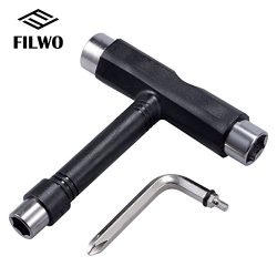 Skateboard T Tool, FILWO All-In-One Skate Tools Accessory with T-type Allen Key and L-type Phill ...