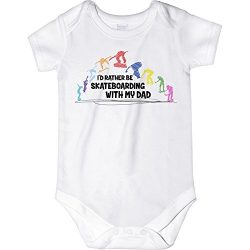 CarefreeTees I’d Rather Be Skateboarding With My Dad (Baby Bodysuit 6M MultiColor Design)