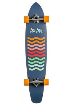 Ten Toes Board Emporium Zed Bamboo Longboard Skateboard Cruiser, 44″, Sapphire Sunset
