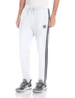 adidas Originals Men’s Skateboarding Blackbird Sweatpants, White/Black, Small