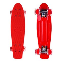 Enkeeo 22 Inch Plastic Cruiser Skateboard with Sturdy Deck 4 PU Casters for Kids, Youths and Adu ...