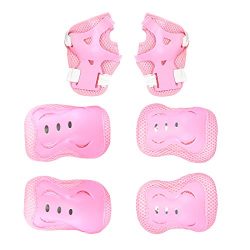 Kids Protective Gear Set Pink Knee Pads Elbow Pads Wrist Guards For Skateboarding Roller Skates  ...