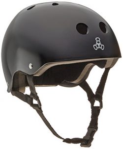 Triple 8 Brainsaver Glossy Helmet with Standard Liner (Black Gloss, Medium)