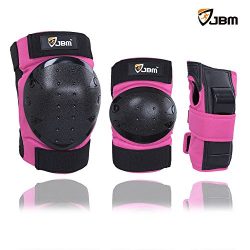 JBM international Adult / Child Knee Pads Elbow Pads Wrist Guards 3 In 1 Protective Gear Set, Pi ...