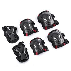 Overmont Skateboard Roller Blading Elbow Knee Wrist Protective Safety Gear Pad Guard 6pcs Set Si ...