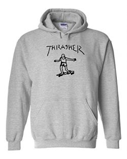 Thrasher |Skateboarding | Black Design | Mens Grey Hoodies