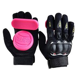 Standard Longboard Downhill Slide Gloves Skate Gloves with 2 Set Replaceable Slider Puck Set  ...