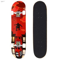 Anfan 31″ Pro Complete Standard Skateboard, Made of 9 layer Canadian Maple Wood, Double Ki ...