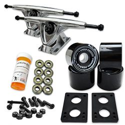 YOCAHER LONGBOARD Skateboard TRUCKS COMBO set w/ 71mm WHEELS + 9.675″ Polished / Black tru ...