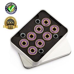 LOSENKA Premium Skateboard Bearings – Premium 608rs Titanium, 8 Set High Precision Rating  ...