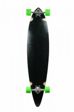 SCSK8 Natural Blank & Stained Complete Longboard Pintail Skateboard (Black, 40″ x 9)