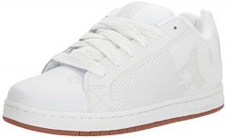 DC Men’s Court Graffik Skateboarding Shoe, White/White/Gum, 8.5 D US