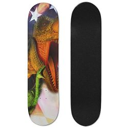 LzVong Longboard Shout Dinosaur In Shine Stars 31 Inch Maple Complete Double Kick Concave Standa ...