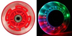 LED SCOOTER WHEELS ABEC9 BEARINGS for RAZOR SCOOTERS 100mm LIGHT UP Red 2-pack