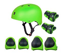 Kids Outdoor Sport Protective Gear Set with Helmet Knee Elbow Wrist Pads Adjustable Safety for C ...