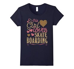 Womens Skateboarding Shirt Tshirt Gift Tee Skateboarder Girl Medium Navy