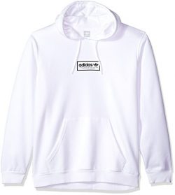 adidas Originals Men’s Skateboarding Spell Out Hoodie, White/Black, S