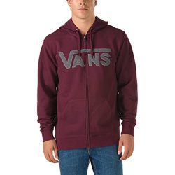 Vans Mens Classic Logo Full Zip Skateboarding Hoodie (Medium, Plum/Light Grey)