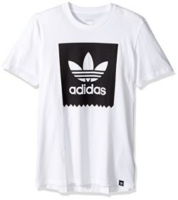 Adidas Men’s Tops Skateboarding Solid Blackbird Logo Tee, White/Black, X-Large