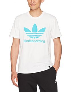 adidas Originals Men’s Tops Skateboarding Clima Tee, White/Energy Blue, X-Small