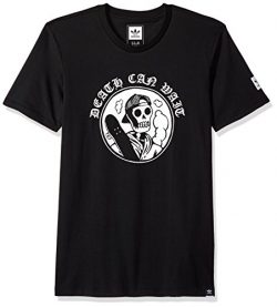 adidas Originals Men’s Skateboarding Death Can Wait Tee, Black/White, M