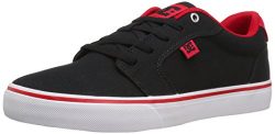 DC Men’s Anvil TX Skateboarding Shoe, Black/Red/White, 6 D US