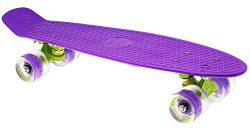 Merkapa 22″ Complete Skateboard with Colorful LED Light Up Wheels for Beginners (Purple)
