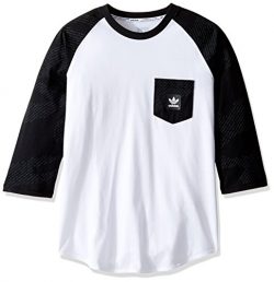 adidas Originals Men’s Tops Skateboarding Graphic Tee, Black/White/Word Camo Raglan, X-Large