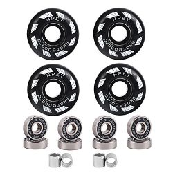 NPET 52mm Blank Skateboard Wheels/ ABEC-11 Speed Bearings& Spacers (Black)