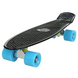 Kaluo 22 Inch Cruiser Skateboard 4 wheel Mini Complete Deck Fish Board with Bendable Deck and Sm ...