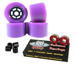 Owlsome 90mm Wheels Longboard Flywheels ABEC 7 Precision Bearings (Purple)