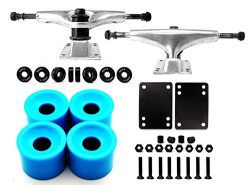 Skateboard Truck and Wheel, 5.0 Skateboard Trucks (Silver) w/Skateboard Crusier Wheel 60mm, Skat ...