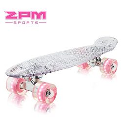 2pm Sports Paco Complete 22 inch Mini Cruiser Skateboards – Clear Small Banana Board with  ...