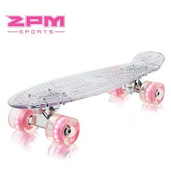 2pm Sports Paco Complete 22 inch Mini Cruiser Skateboards – Clear Small Banana Board with  ...