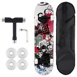 ANCHEER 31″ Pro Skateboard Complete, Through Downhill Cruiser Skateboards with Four Backup ...