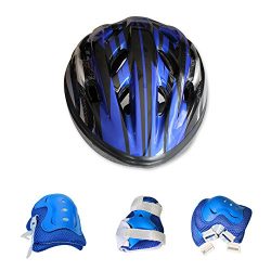 Kids Bicycle Helmet Knee-Pad Elbow Wrist Protection Gear for Bicycle and Skateboard (Blue) for K ...