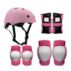 BPX Kids Youth Adults Adjustable Comfortable Helmet with Sports Protective Gear Set Knee/Elbow/W ...