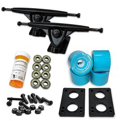 LONGBOARD Skateboard TRUCKS COMBO set w/ 71mm WHEELS + 9.675″ Polished / Black trucks Pack ...