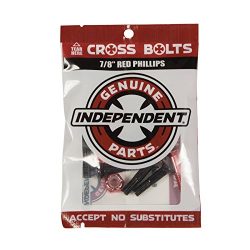 Independent Genuine Parts Cross Bolts Standard Phillips Skateboard Hardware (Black/Red, 7/8″)