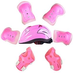 RuiyiF Elbow Pads and Helmet Knee Pads with Wrist Guard,7Pcs Sports Safety Protective Gear Set f ...
