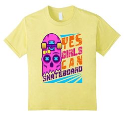 Kids Skateboard Girl T-Shirt — Yes Girls Can Skateboard 8 Lemon