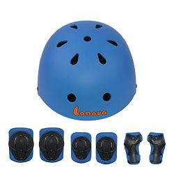 LANOVAGEAR Kids Child Adjustable Cycling Bicycle Protective Gear Set 7pcs Toddler Helmet Elbow K ...